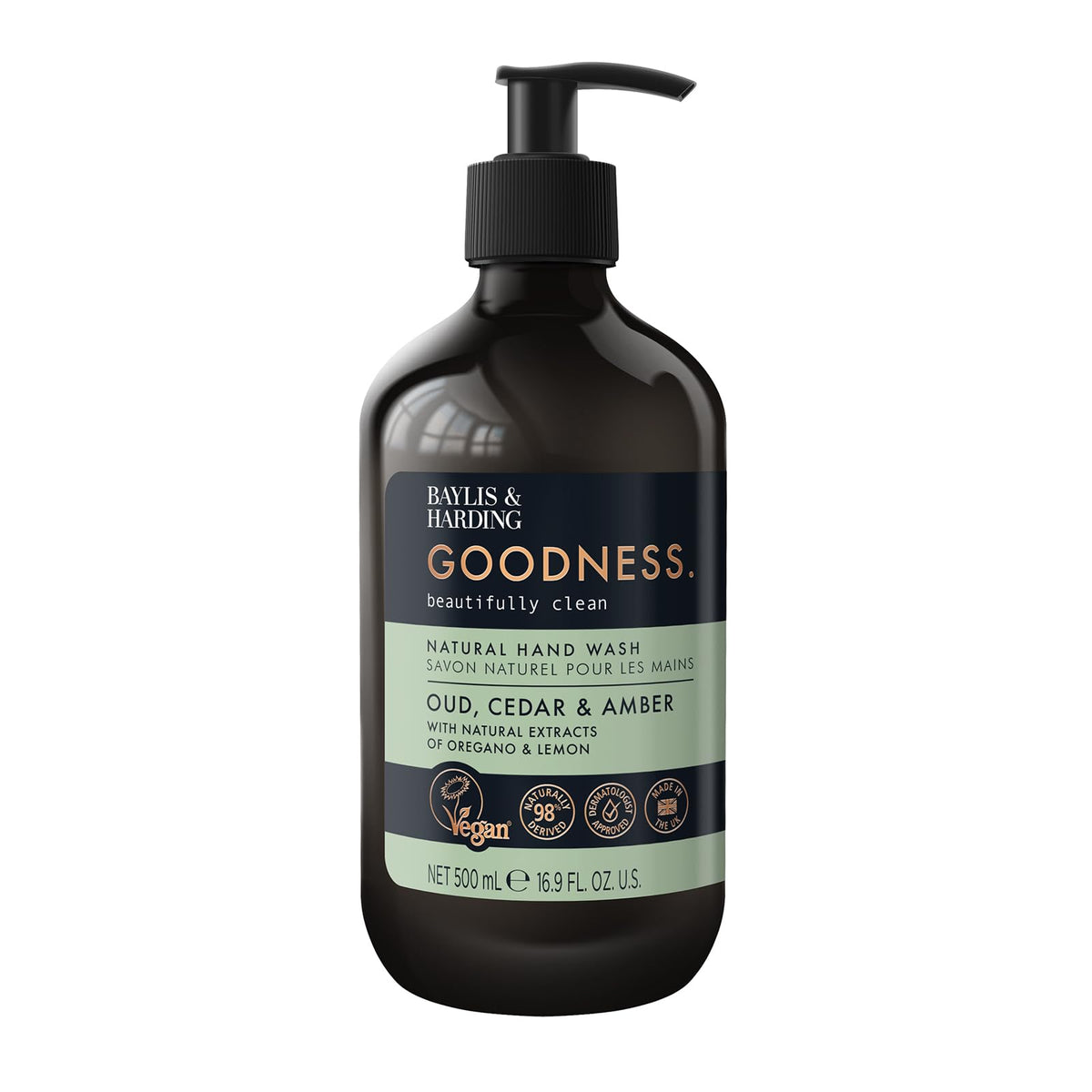 Baylis & Harding Goodness Natural Hand Wash 500ml 3 Pack Eco Friendly Vegan Liquid Soap - Damaged Box