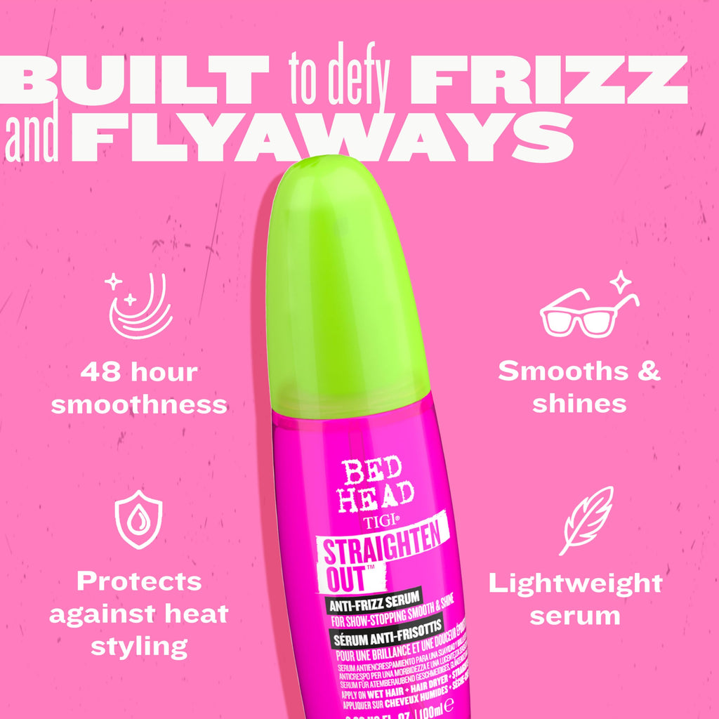 TIGI Bed Head Straighten Out Anti-Frizz Hair Serum - Smooths & Protects - 100ml - New