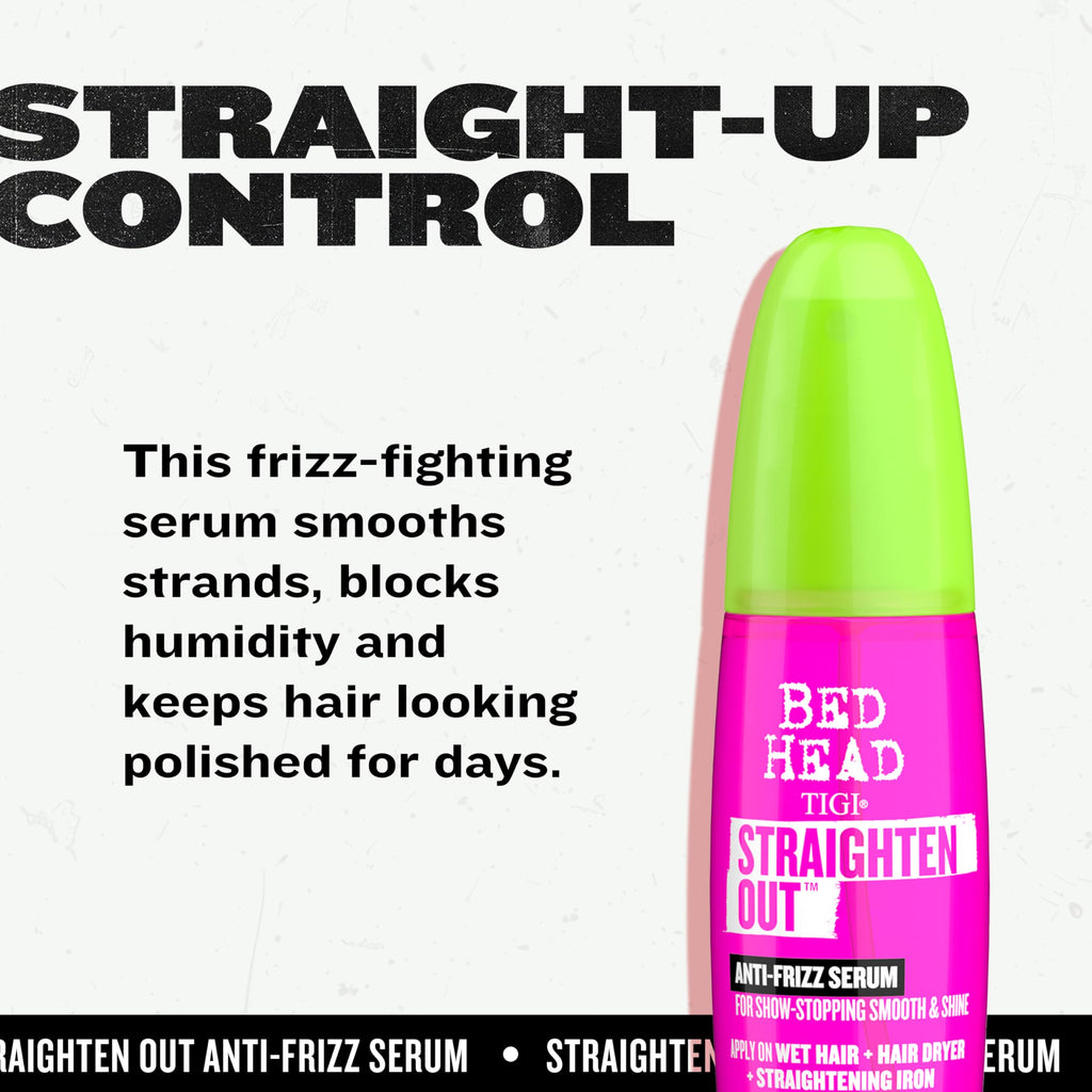 TIGI Bed Head Straighten Out Anti-Frizz Hair Serum - Smooths & Protects - 100ml - New