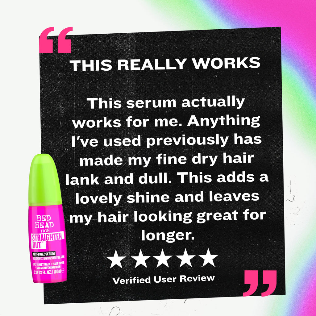 TIGI Bed Head Straighten Out Anti-Frizz Hair Serum - Smooths & Protects - 100ml - New