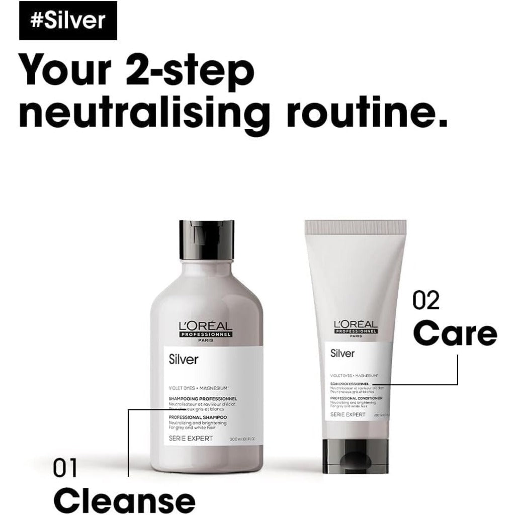L'Oréal Professionnel Serie Expert Silver Conditioner - Grey, White, Light Blonde Hair - 200ml Neutralising Tone - Damaged Box