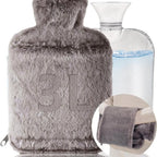 LinKecn Extra Large Hot Water Bottle with Cover - 3L Furry Brown Hot Water Bag - Zip Design UK - Like New