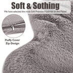 LinKecn Extra Large Hot Water Bottle with Cover - 3L Furry Brown Hot Water Bag - Zip Design UK - Like New