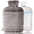 LinKecn Extra Large Hot Water Bottle with Cover - 3L Furry Brown Hot Water Bag - Zip Design UK - Like New