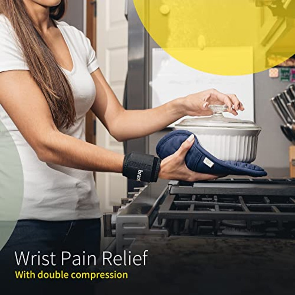 BraceUP Wrist Compression Support Brace - Carpal Tunnel Tendonitis Gym Workout Pain Relief Adjustable Wrap Band Silver - Damaged Box