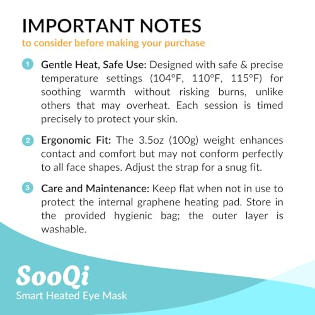 SooQi Rechargeable Heated Eye Mask - Cordless Weighted Graphene Compress for Dry Eyes Fatigue Sleep Travel - Damaged Box