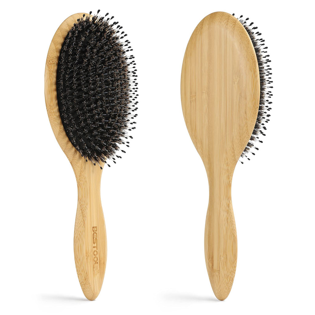 BESTOOL Hair Brush - Boar & Nylon Bristle - Wet/Dry Hair - Smoothing Massaging Detangling - Round Brush for Shine & Health - Damaged Box