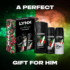 Lynx Africa Trifecta Gift Set - Deodorant Body Spray, Body Wash & Antantiperspirant - 3 Piece Male Grooming Kit - Damaged Box