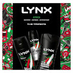 Lynx Africa Trifecta Gift Set - Deodorant Body Spray, Body Wash & Antantiperspirant - 3 Piece Male Grooming Kit - Damaged Box