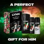 Lynx Africa Trifecta Gift Set - Deodorant Body Spray, Body Wash & Antantiperspirant - 3 Piece Male Grooming Kit - Damaged Box