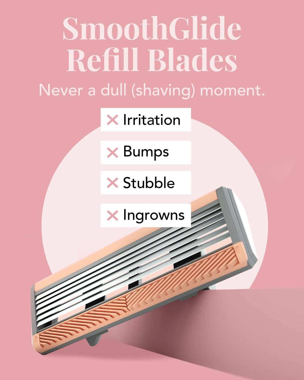SmoothGlide 4-Pack Women's Razor Blades Refill - 6-Blade Diamond-Coated for Sensitive Skin with Vitamin E Strip - Damaged Box