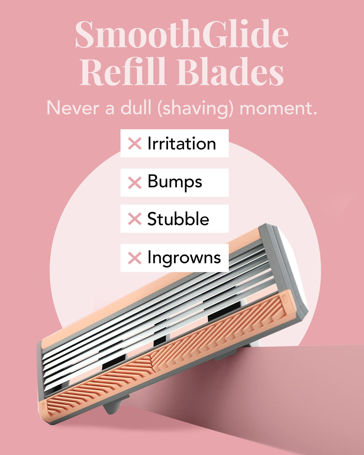 SmoothGlide 4-Pack Women's Razor Blades Refill - 6-Blade Diamond-Coated for Sensitive Skin with Vitamin E Strip - Damaged Box