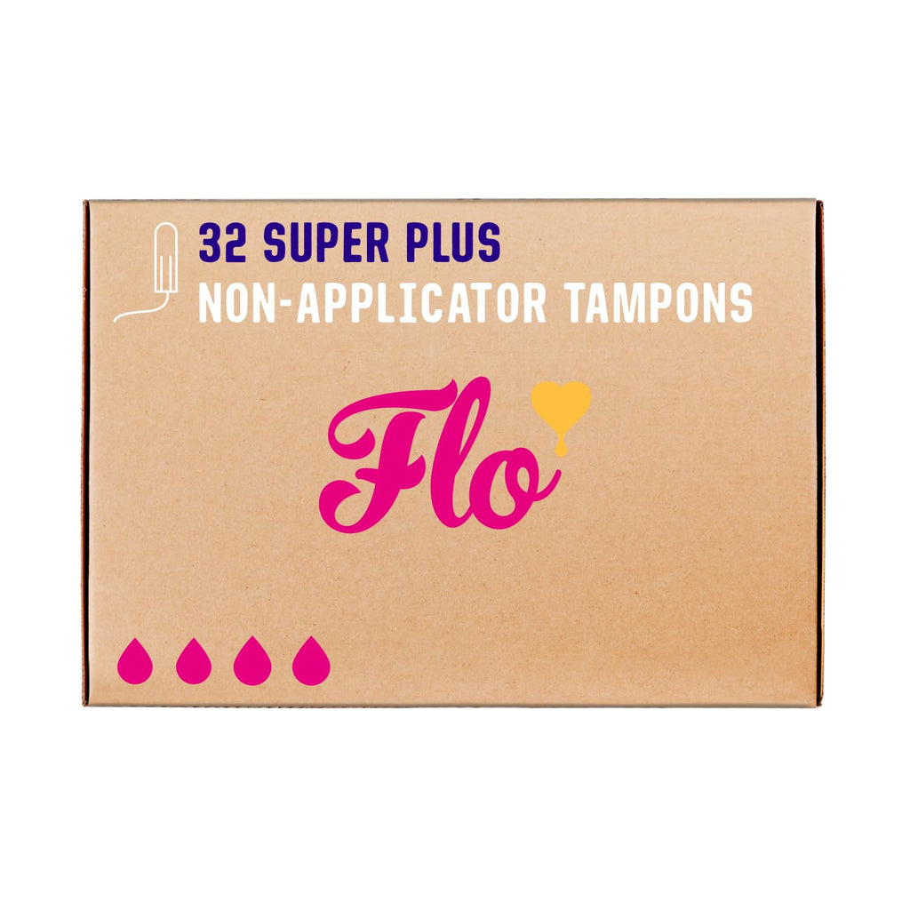 Flo Organic Cotton Non-Applicator Tampons - Super Plus Absorbency - 32 Pack - Organic Cotton Period Protection - New