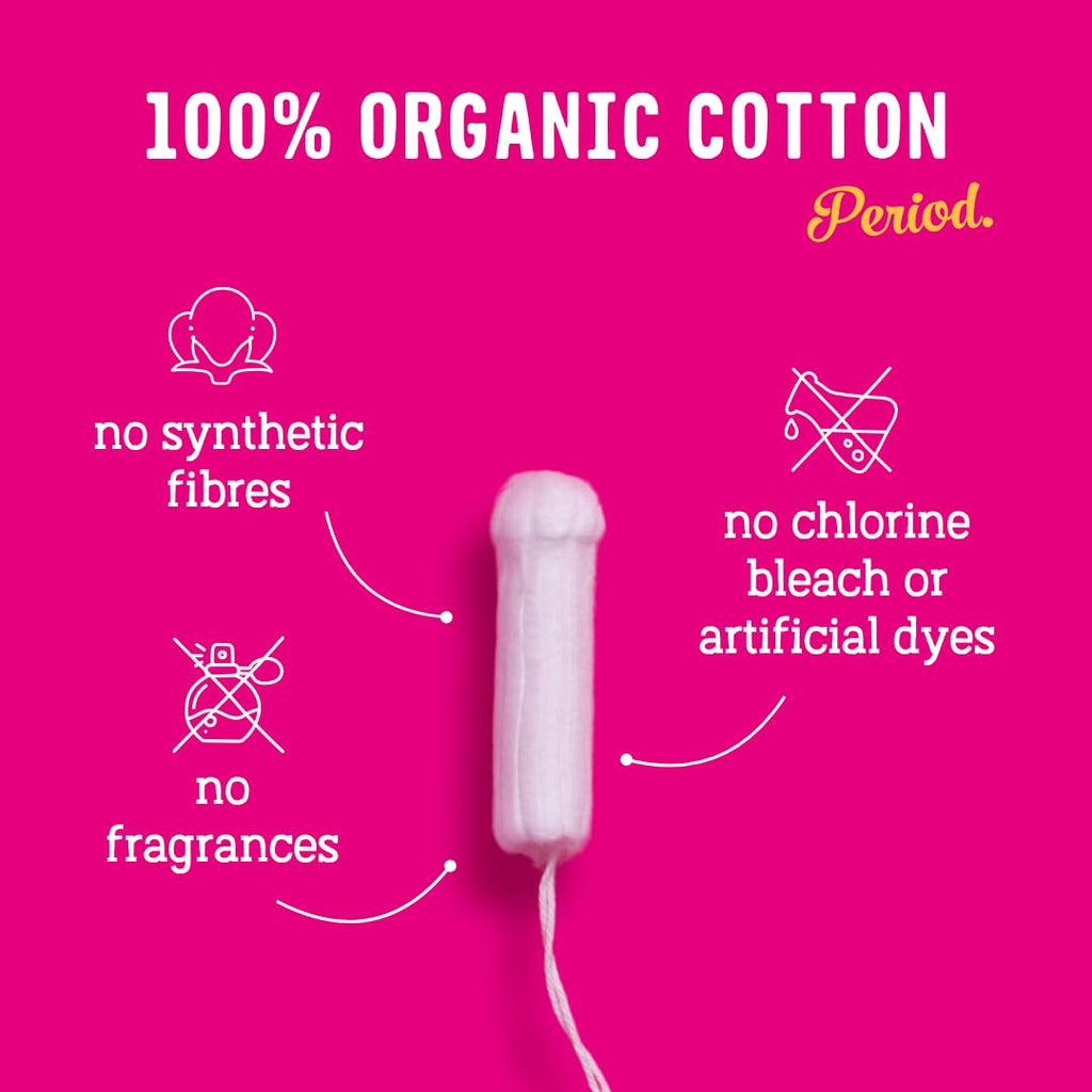 Flo Organic Cotton Non-Applicator Tampons - Super Plus Absorbency - 32 Pack - Organic Cotton Period Protection - New