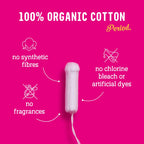 Flo Organic Cotton Non-Applicator Tampons - Super Plus Absorbency - 32 Pack - Organic Cotton Period Protection - New