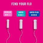 Flo Organic Cotton Non-Applicator Tampons - Super Plus Absorbency - 32 Pack - Organic Cotton Period Protection - New