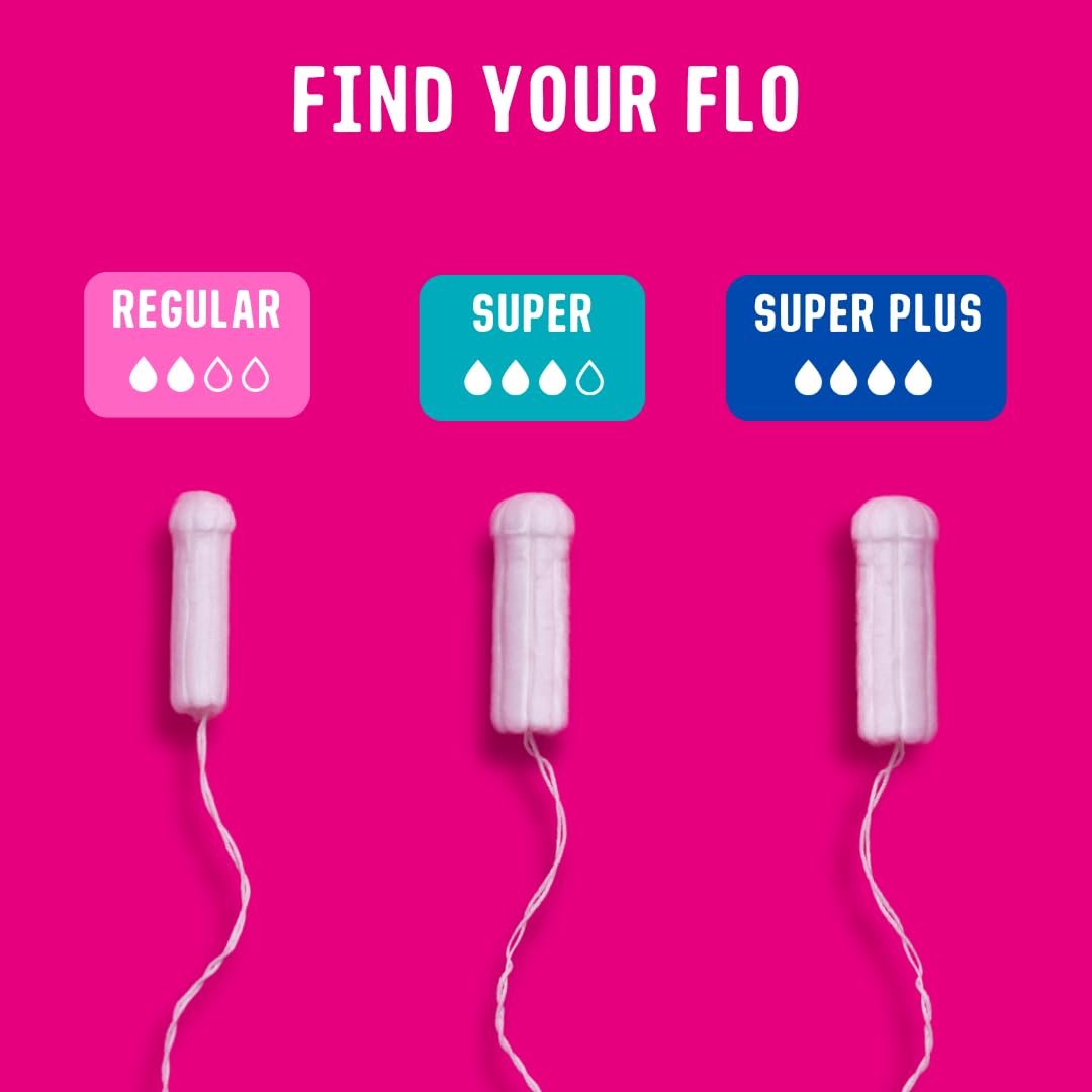 Flo Organic Cotton Non-Applicator Tampons - Super Plus Absorbency - 32 Pack - Organic Cotton Period Protection - New
