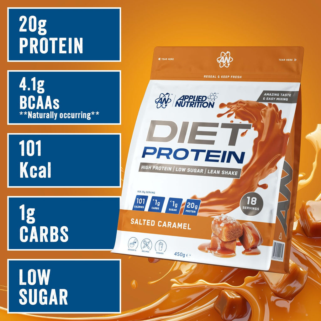 Applied Nutrition Diet Whey Protein Powder - Salted Caramel, 450g - Low Carb, Low Sugar, Weight Management Supplement - New - BBE 03/2028
