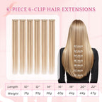 SEGO Pro Clip in Hair Extension Real Human Hair Lace Weft 6pcs 12 Inch 33g #12P613 Golden Brown Bleach Blonde Highlights - Damaged Box