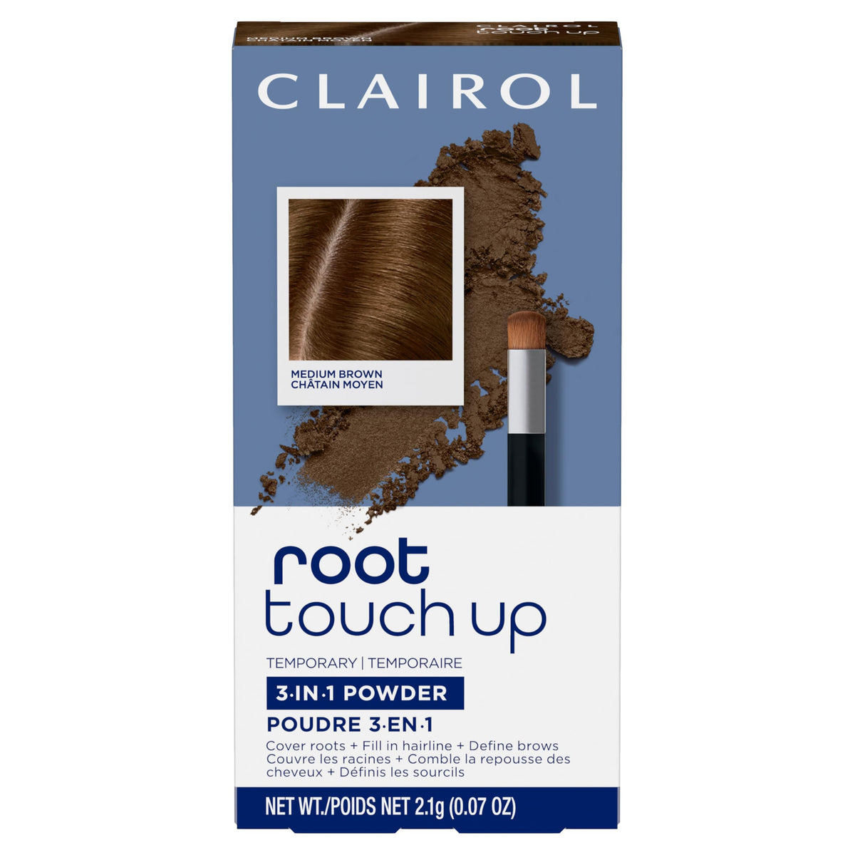 Clairol Root Touch-Up Concealing Powder - Medium Brown - 1 Count Hair Colour Concealer - Damaged Box