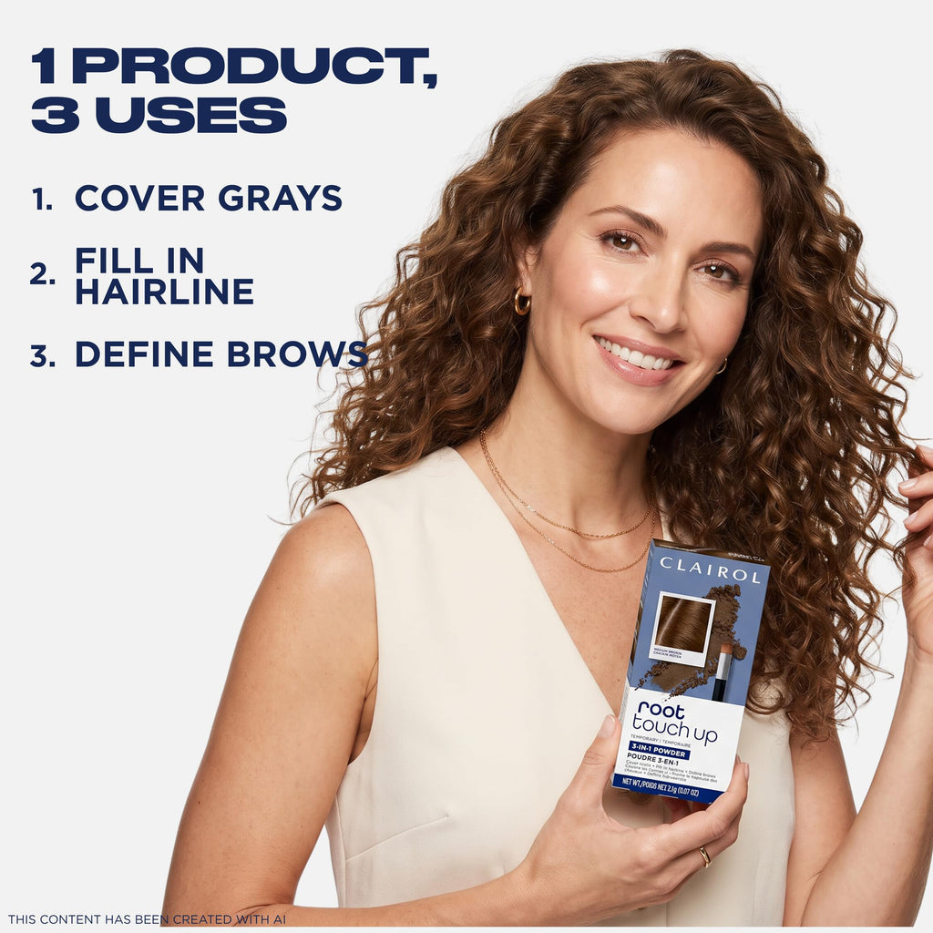 Clairol Root Touch-Up Concealing Powder - Medium Brown - 1 Count Hair Colour Concealer - Damaged Box
