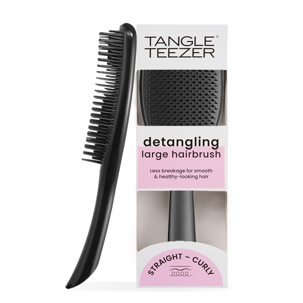 Tangle Teezer Ultimate Detangler Hairbrush - Large Paddle Wet & Dry Detangling Brush for Thick Curly Long Hair - Black Gloss - Damaged Box