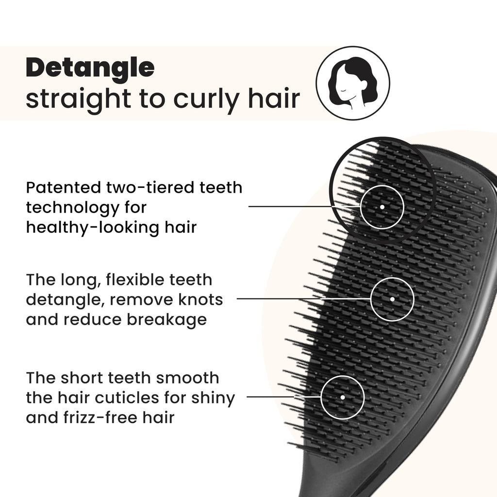 Tangle Teezer Ultimate Detangler Hairbrush - Large Paddle Wet & Dry Detangling Brush for Thick Curly Long Hair - Black Gloss - Damaged Box