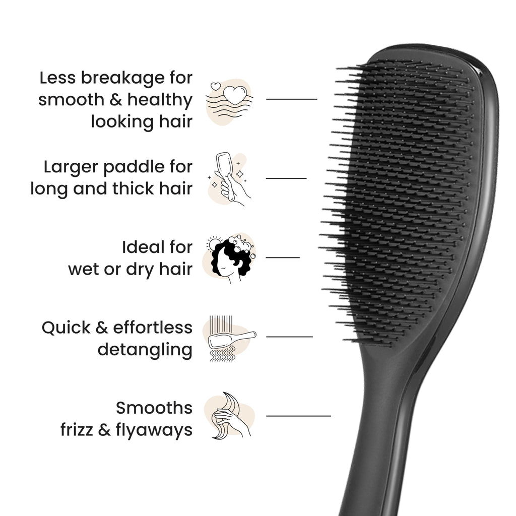 Tangle Teezer Ultimate Detangler Hairbrush - Large Paddle Wet & Dry Detangling Brush for Thick Curly Long Hair - Black Gloss - Damaged Box