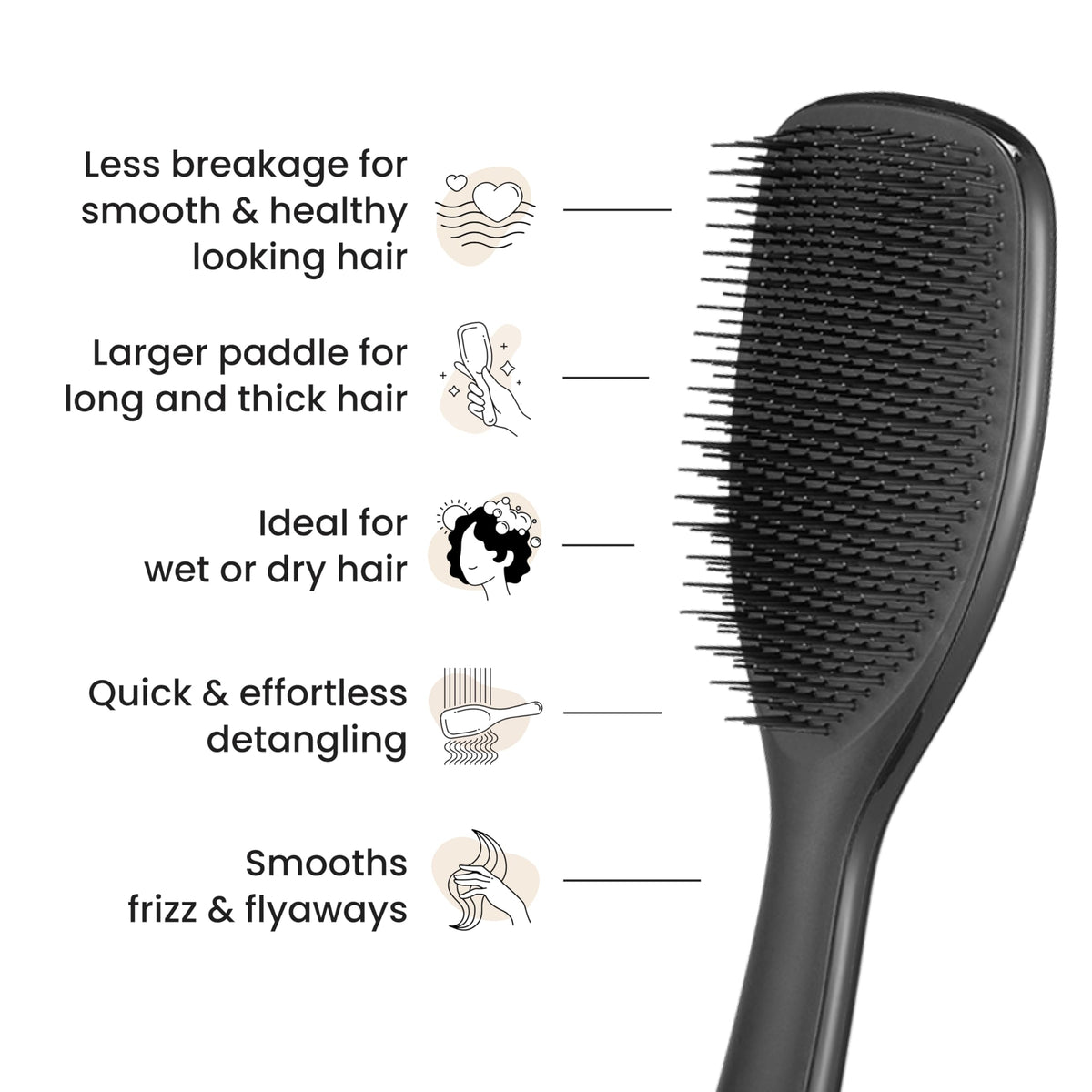 Tangle Teezer Ultimate Detangler Hairbrush - Large Paddle Wet & Dry Detangling Brush for Thick Curly Long Hair - Black Gloss - Damaged Box