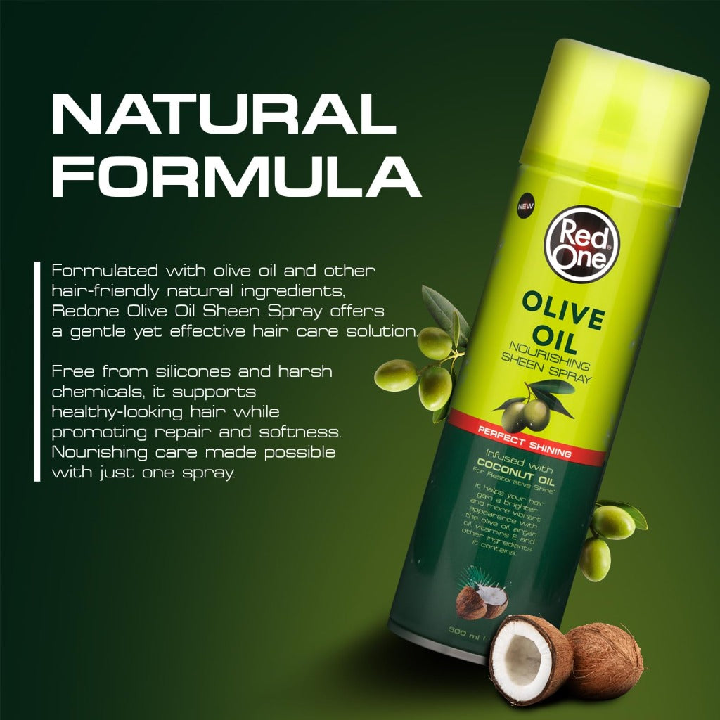 Redone Olive Oil Sheen Spray 500ml - Hair Shine, Moisture, Dry Scalp, Braids, Afro Hair, Coconut Oil - Damaged Box