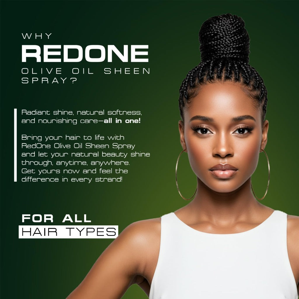 Redone Olive Oil Sheen Spray 500ml - Hair Shine, Moisture, Dry Scalp, Braids, Afro Hair, Coconut Oil - Damaged Box