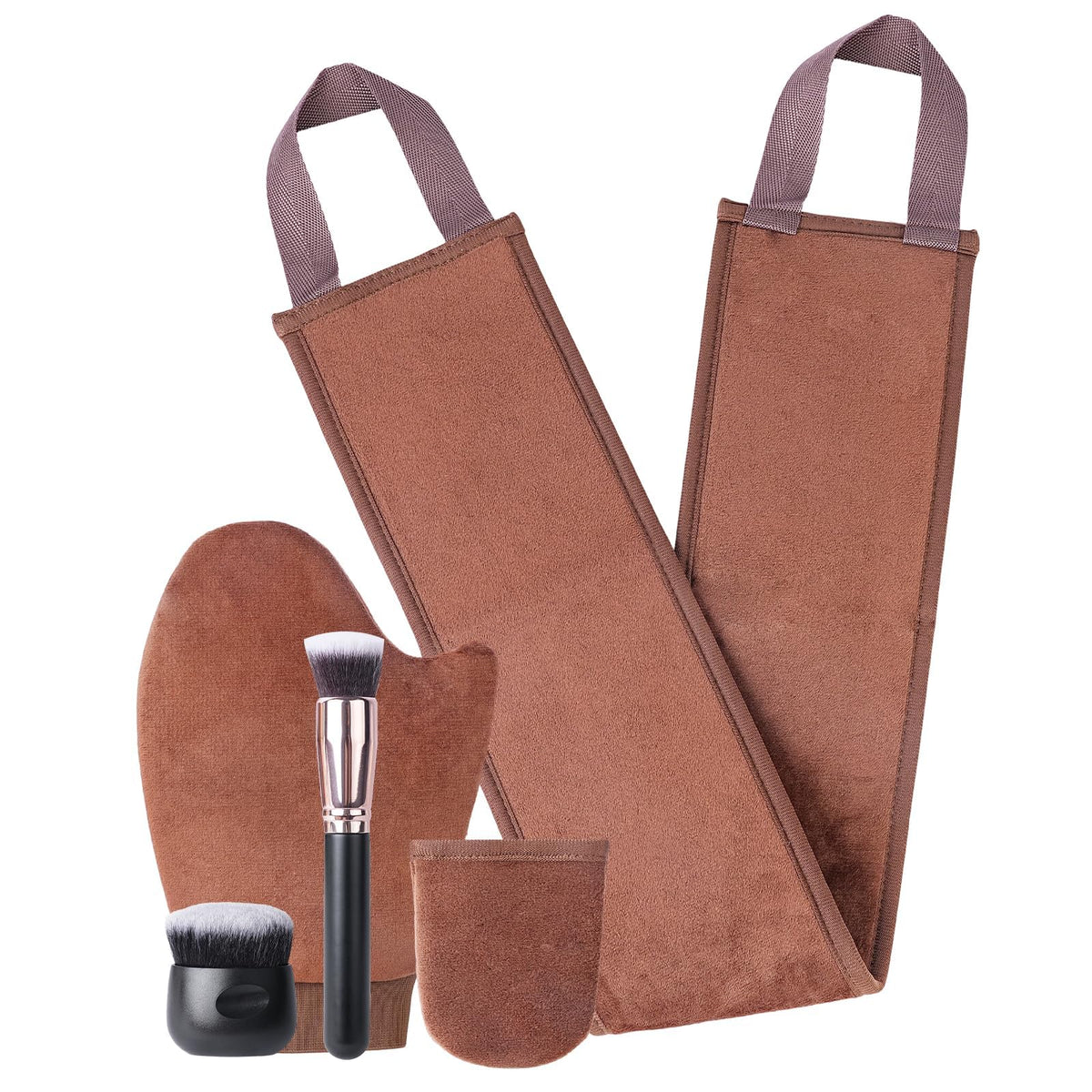 Luckymod 5-in-1 Reusable Self Tanning Mitt & Brush Set - Fake Tan Applicator Kit Face Body Blending Tool - New