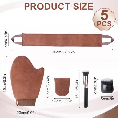 Luckymod 5-in-1 Reusable Self Tanning Mitt & Brush Set - Fake Tan Applicator Kit Face Body Blending Tool - New