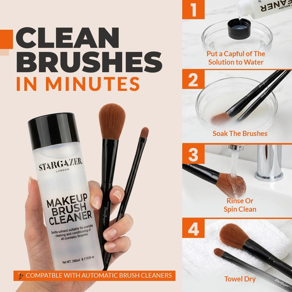 Stargazer Makeup Brush Cleaner Solution - Deep Cleaning Liquid for Foundation Eyeshadow - Cruelty-Free Brush Care - New