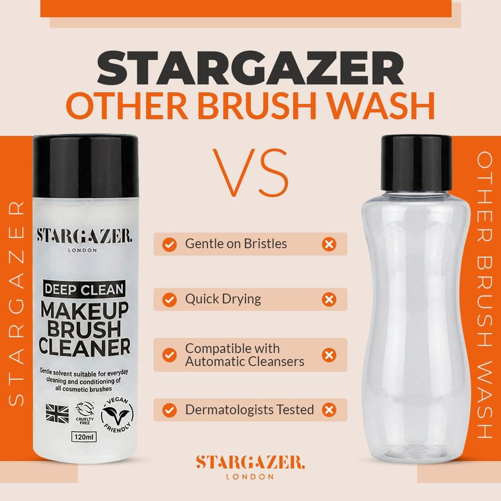 Stargazer Makeup Brush Cleaner Solution - Deep Cleaning Liquid for Foundation Eyeshadow - Cruelty-Free Brush Care - New