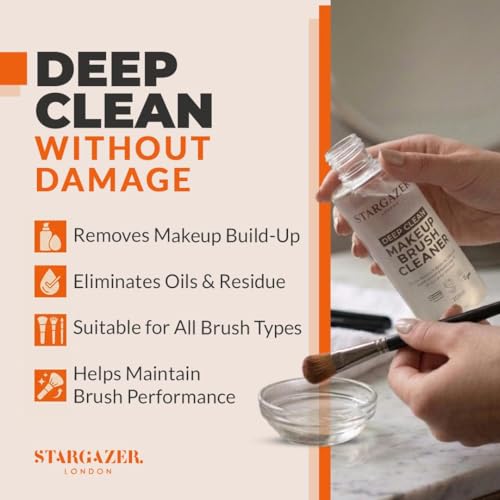 Stargazer Makeup Brush Cleaner Solution - Deep Cleaning Liquid for Foundation Eyeshadow - Cruelty-Free Brush Care - New