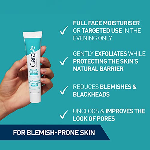 CeraVe Blemish Control Gel Moisturiser - 2% Salicylic Acid - 40ml - Acne Prone Skin Treatment Face Care - New