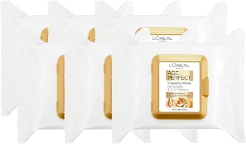 L'Oreal Paris Cleansing Wipes, Age Perfect For Mature Skin 6 Pack (25 Each) - Damaged Box