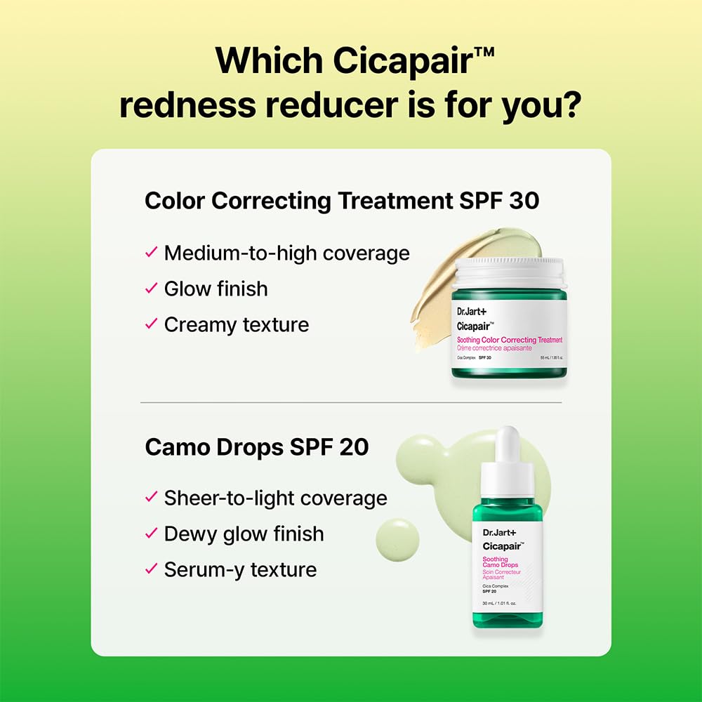 Dr.Jart+ Cicapair Tiger Grass Camo Drops Tinted Face Serum SPF 20 - Centella Asiatica CC Cream Korean Skincare 30ml - New