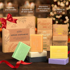 Natural Soap Bar Gift Set for Women - Tea Tree, Lavender, Oatmeal, Bamboo Charcoal, Turmeric - Hand & Body Wash Collection - Damaged Box