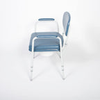 NRS Dovedale Comfort Commode - Height Adjustable, Padded Seat, Arms & Backrest - Blue/White Flat-Pack Toilet Aid - Damaged Box