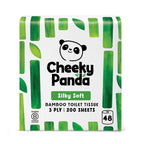 The Cheeky Panda Bamboo Toilet Rolls Bulk Buy - 48 Rolls of 3 Ply Toilet Paper | Plastic Free Packaging and Sustainable Tissue Paper | Compostable Loo Roll - Very Good