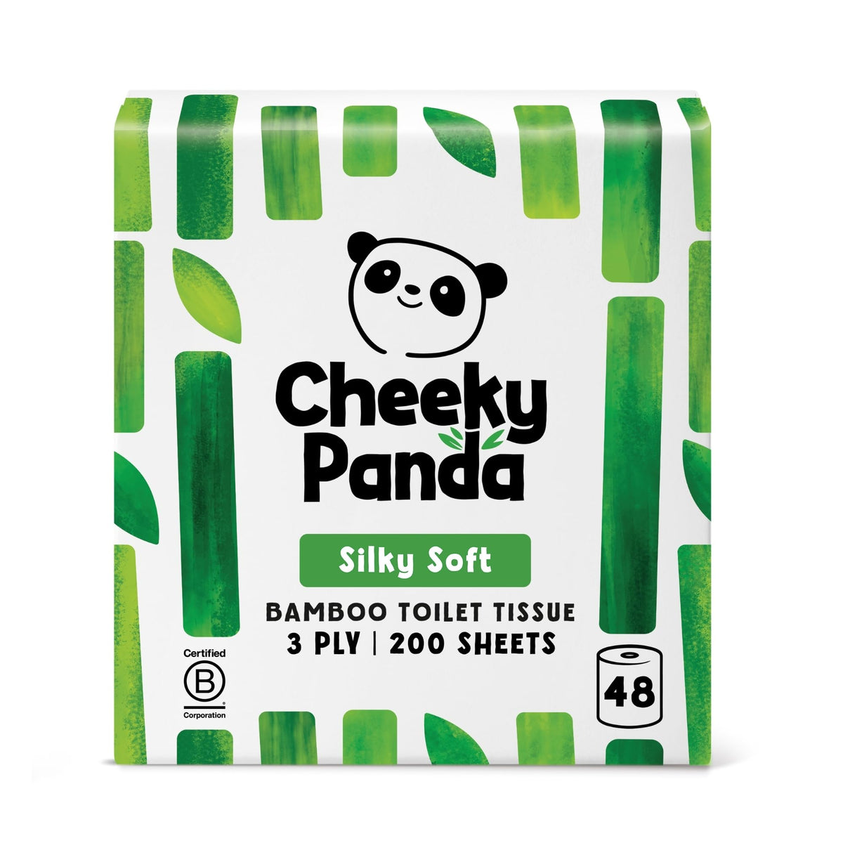The Cheeky Panda Bamboo Toilet Rolls Bulk Buy - 48 Rolls of 3 Ply Toilet Paper | Plastic Free Packaging and Sustainable Tissue Paper | Compostable Loo Roll - Very Good