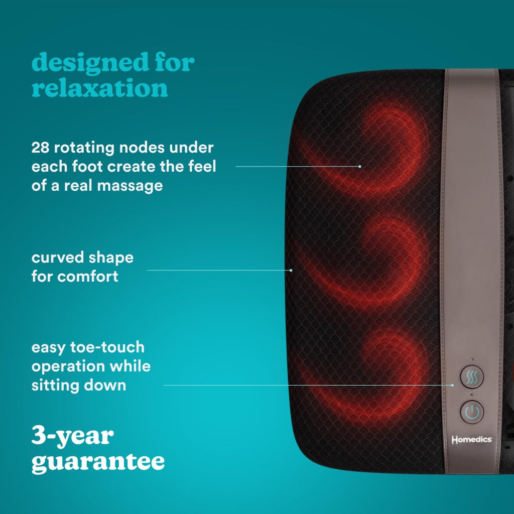 HoMedics Shiatsu Foot Massager with Heat - Deep Kneading, 6 Rotating Nodes, Toe Touch Control - White - Very Good
