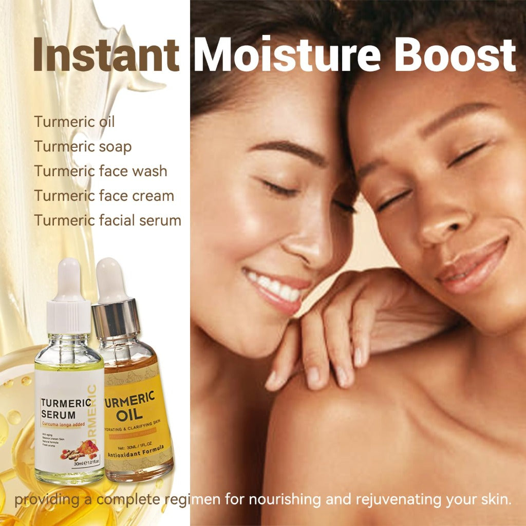 MKNZOME Turmeric Skincare Set - 5 Pcs Facial Kit with Cream, Soap & Oil - Body & Bath Pamper Gifts for Women - Damaged Box