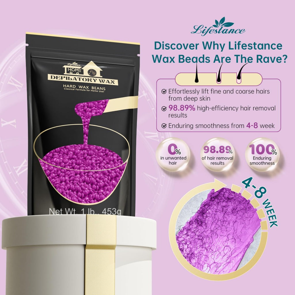 Lifestance Violet Hard Wax Beads 450g - Coarse Hair Removal Formula - Waxing Pellets - Damaged Box