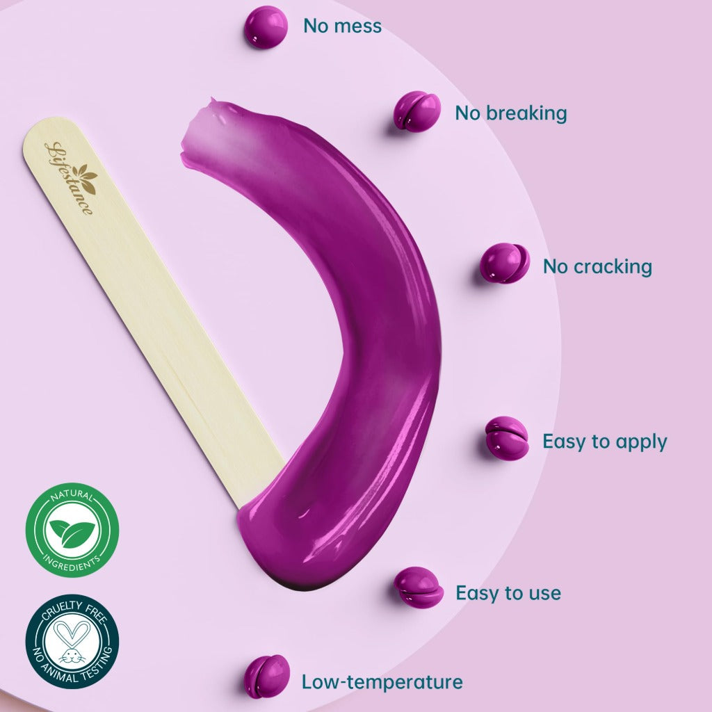 Lifestance Violet Hard Wax Beads 450g - Coarse Hair Removal Formula - Waxing Pellets - Damaged Box