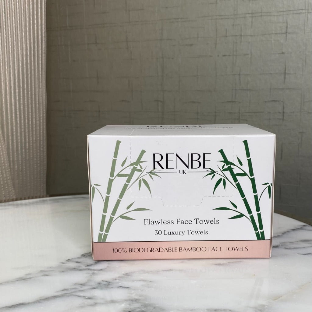 Renbe UK Disposable Face Towels 30 Pack - Bamboo Face Cloths for Sensitive Skin - Damaged Box