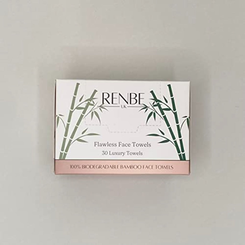 Renbe UK Disposable Face Towels 30 Pack - Bamboo Face Cloths for Sensitive Skin - Damaged Box