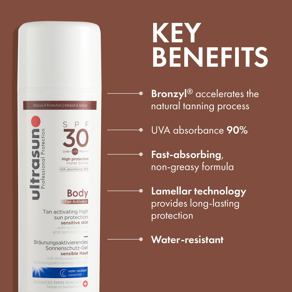 Ultrasun Body Tan Activator SPF30 150ml - Sun Protection Lotion - UVA UVB Sunscreen - Damaged Box